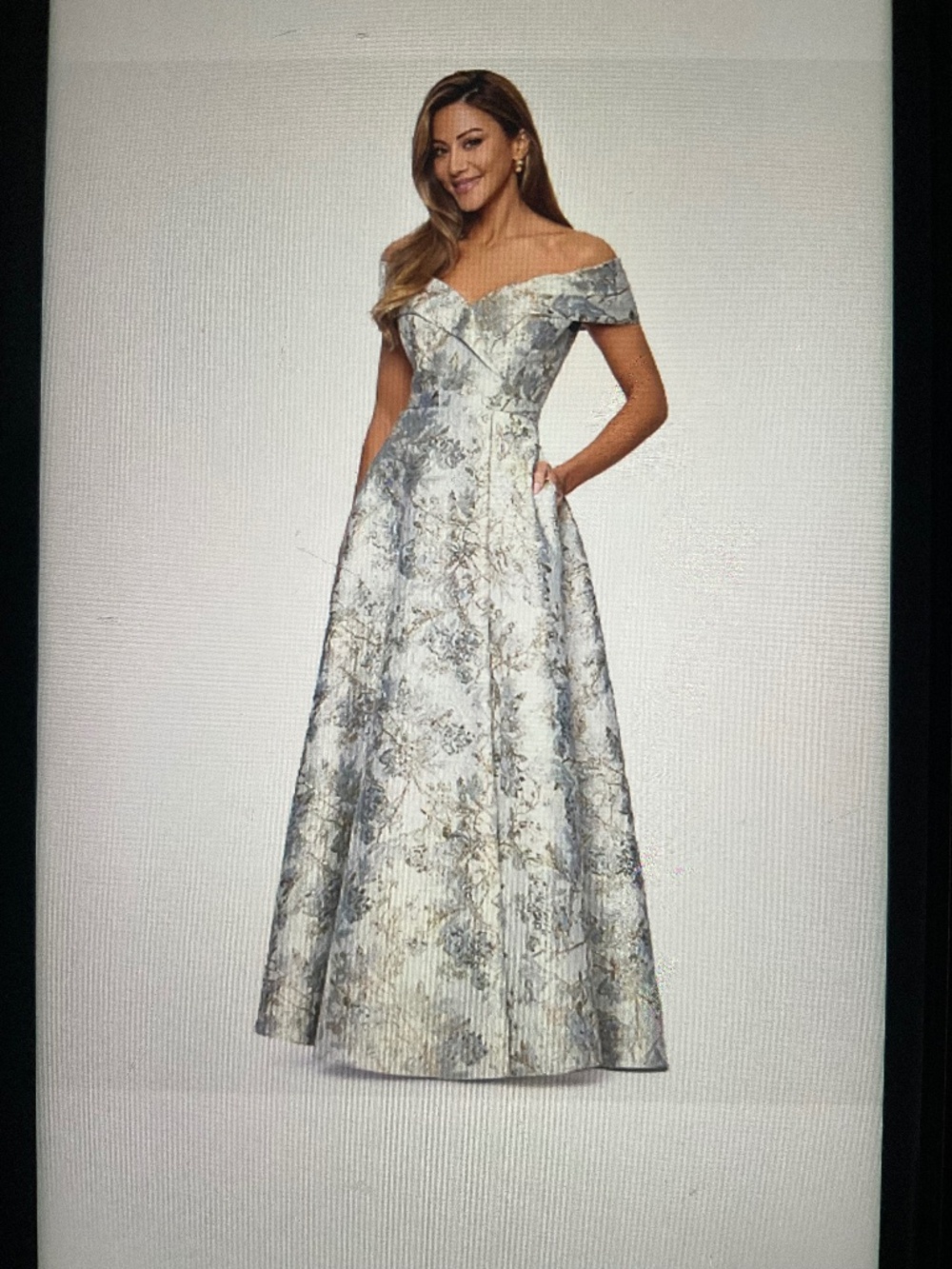 XSCAPE 6 Petite Sweetheart-Neck Metallic-Jacquard Ball Gown